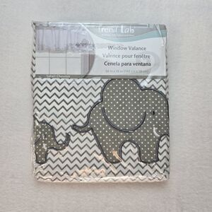 Window Valance 56”x15” Safari Chevron Gray Elephant Jungle Nursery Curtain Baby